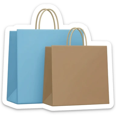 Bundle of 3 Light blue, brown shopping bags sticker