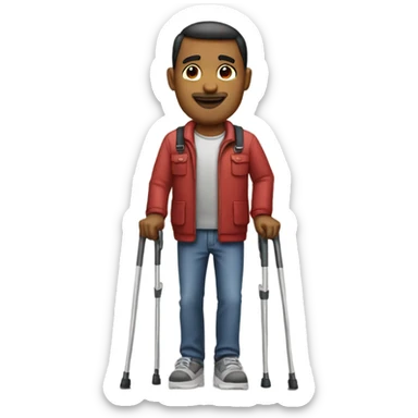 Dad with crutches sticker