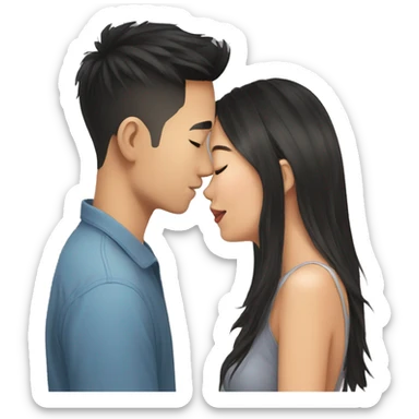 Boyfriend Asian and girlfriend Asian kissing sticker