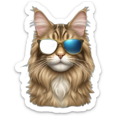 Tabby maine coon with sunglasses sticker