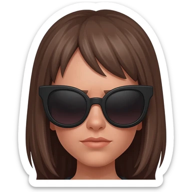 A baddie type attitude emoji with glasses like and she's like pulling it down sticker