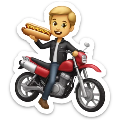 Boy with Yamaha holding a hot dog with two hands putting it in his mouth sticker