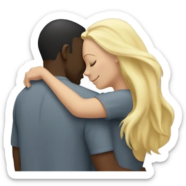 Black man hugging a white blond women with long hair sticker