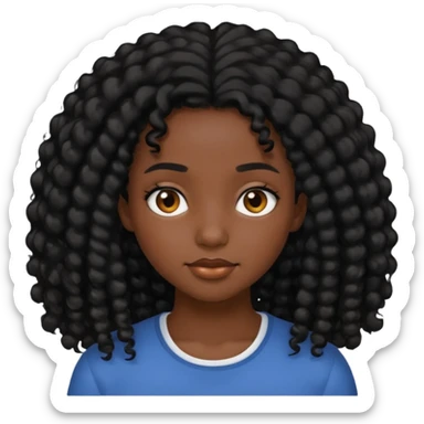 tạo cho tôi cô gái da đen tóc đen hơi xù nhẹ sticker
