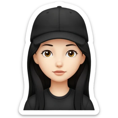 Girl with turned back black cap and a long hair  sticker