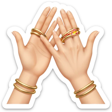 Two hands in a engagement sticker