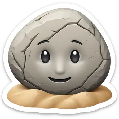 generate realistic detailed stone in 3d style with sand  sticker