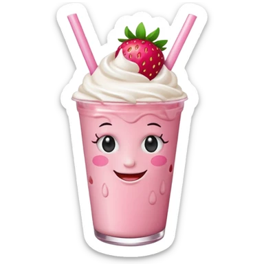 strawberry milkshake with a face and earrings sticker
