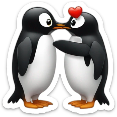 penguin kissing a ladybug sticker