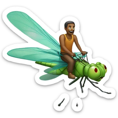 Man riding dragonfly sticker
