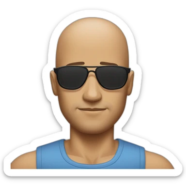 Bald muscular man with sunglasses sticker