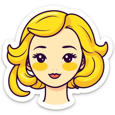 sassy yellow emoji face with long curled eyelashes, thick glossy lips, smirking expression, dramatic eyeshadow, side-eye look, bratty attitude, kawaii style sticker