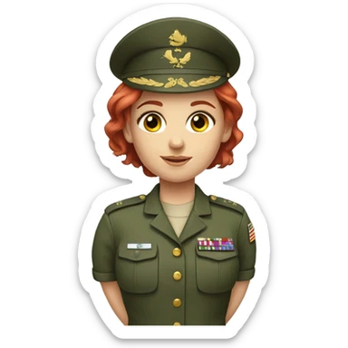 red haired girl in UA military uniform  sticker