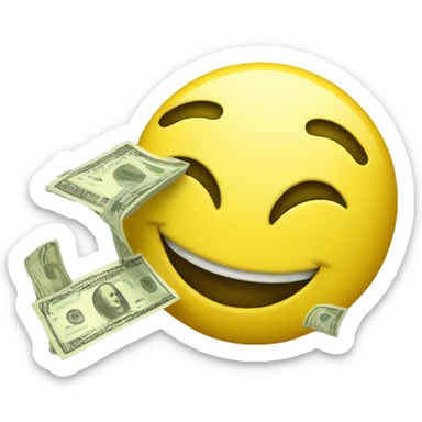 a yellow smiley giving money sticker