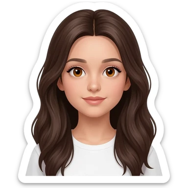 girl with honey brown eyes, dark brown hair, long hair, pretty face with makeup, a little brunette sticker