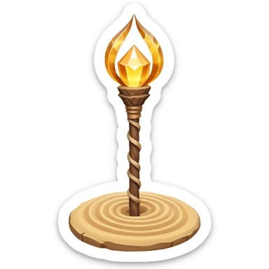 desert sand mage staff object icon, ancient wooden staff, swirling sand crystal on top, glowing golden aura, small floating sand particles, fantasy desert style, 3D cartoon, mobile game icon style, centered, clean background, soft shadow, no text, no watermark
 sticker