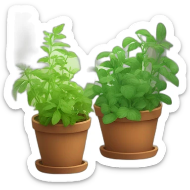 Create a lush herb garden with various herbs glowing, on a sunny windowsill." sticker