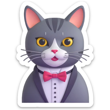 cat wearing a fancy bow tie sticker