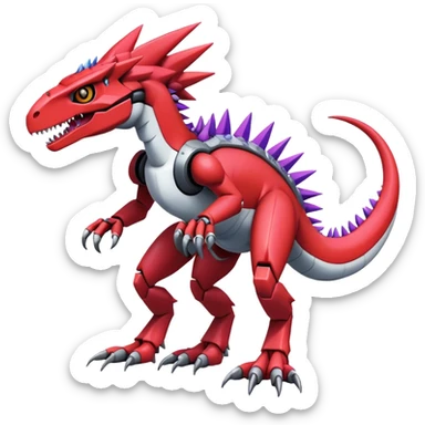 Spiky Cool Edgy Futuristic colorful Digimon-Fakemon-Guilmon-Velociraptor-Mecha full body sticker