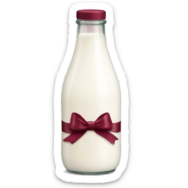 aesthetic milk bottle with burgundy bow sticker