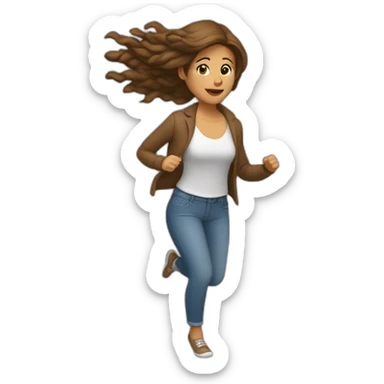 mujer con rulos (pelo largo) castaño claro corriendo hacia la derecha sticker