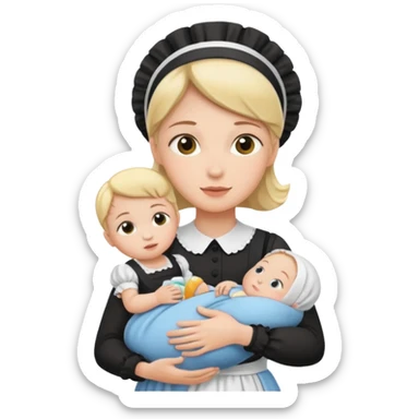 maid with kid and babie sticker