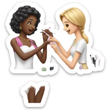 woman doing a manicure to another woman sticker