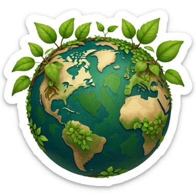 globe with plants sprouting all over it sticker