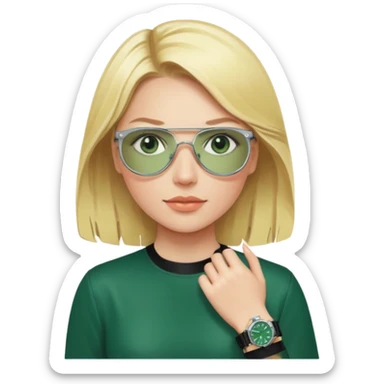 Breitling green faced watch on blonde girl wrist sticker
