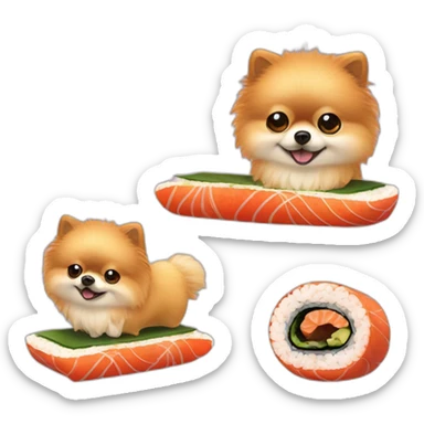 Pomeranian dressed like a sushi roll sticker