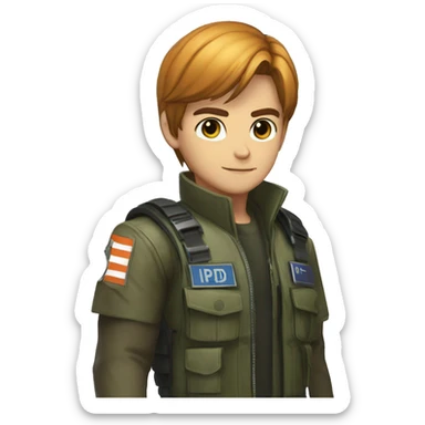 Leon scoot Kennedy with Rookie RPD uniform sticker