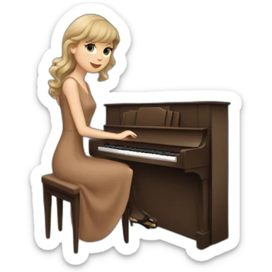 Taylor Swift with a brown dress and she playing piano sticker