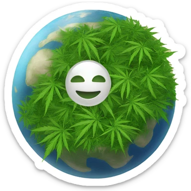 420 on planet earth hemp leaves on the globe  sticker