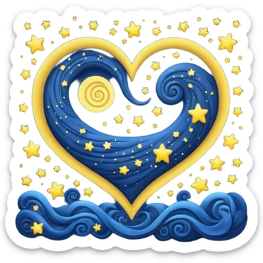 Vangogh starry night heart sticker