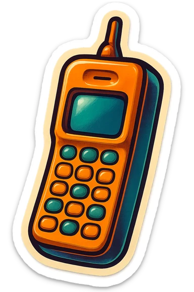 A mobile phone sticker in retro stickers style, with a vintage design and colorful details sticker