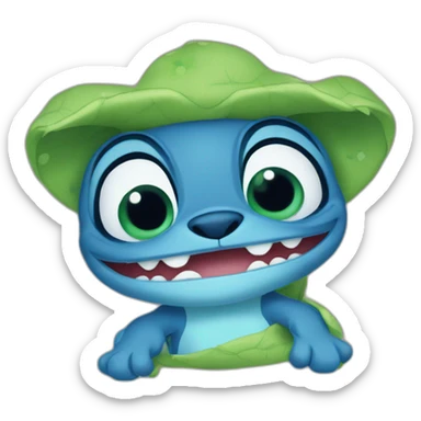 stitch qui porte un grenouille dans les bras sticker