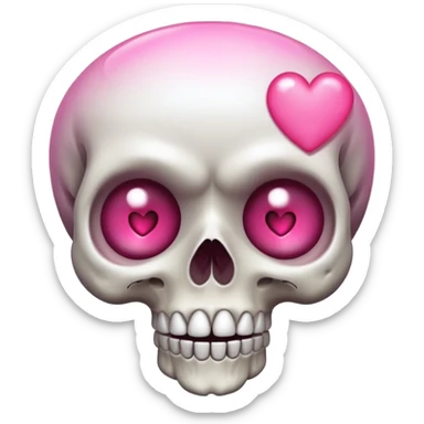 
Cute kawaii skull with a heart shaped pink  nose cartoon -style/cute and transparent for a sticker sticker