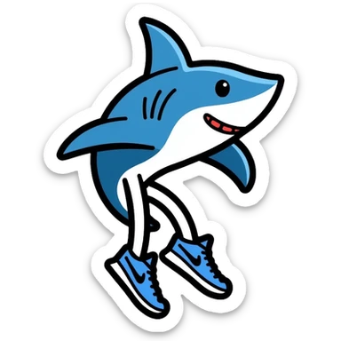 Shark with legs wearing blue Nike shoes sticker