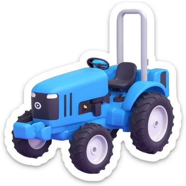 Change the red tractor with a scoop to blue color, keep the 3D emoji style, no background. sticker