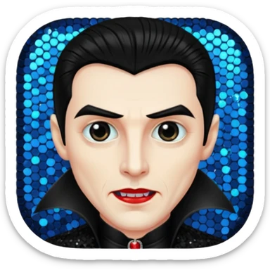 Dracula with black hair, black sequin outfit sticker