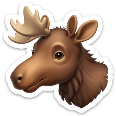 A high-resolution digital illustration of a baby moose in a clean, semi-realistic style. The baby moose is shown facing sideways head tilted  sticker