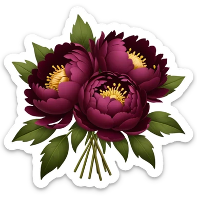 dark burgundy peonie Bouquet sticker