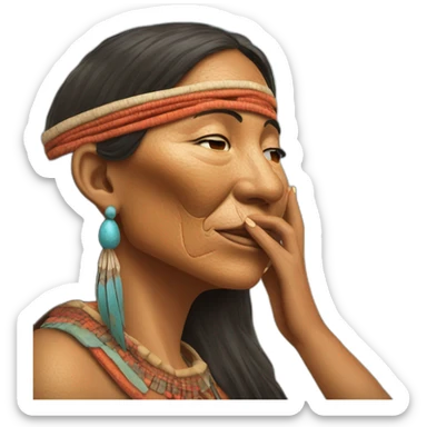 A Tarahumara woman giving a kiss sticker