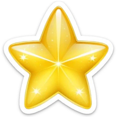 Generate a high-quality 3D cartoon-style emoji of a yellow sparkling star, glittering and shining effect, smooth gradient colors, rounded and cute appearance, no human faces, simple white background, high-resolution.

 sticker