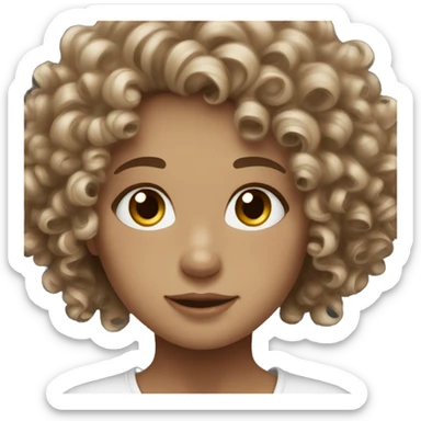 Curly hair girl with brown highlighted hair with hazel eyes white skin ￼  sticker