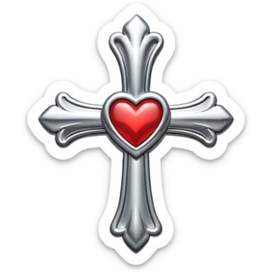 Chrome heart cross sticker