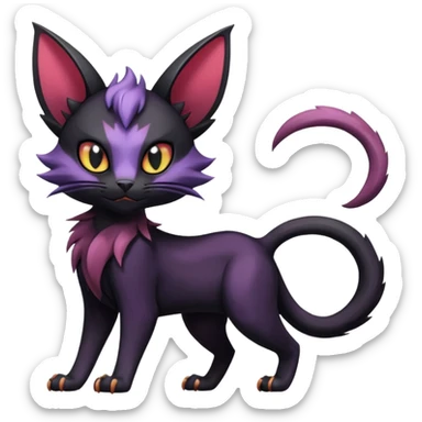 Black dark spooky badass cool shiny glossy smooth soft edgy Noivern-Noibat-Purloin-Torracat-Lykoi-Caracal-cat-Fakemon-fusion-hybrid-creature sticker