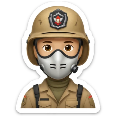 soldier with helmet and wearing mask sticker