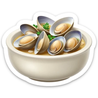Steamed clams in white wine broth sticker