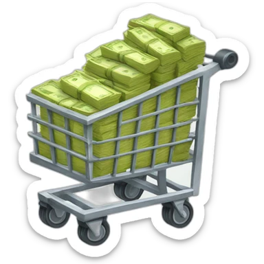 Shipping cart filled with money sticker